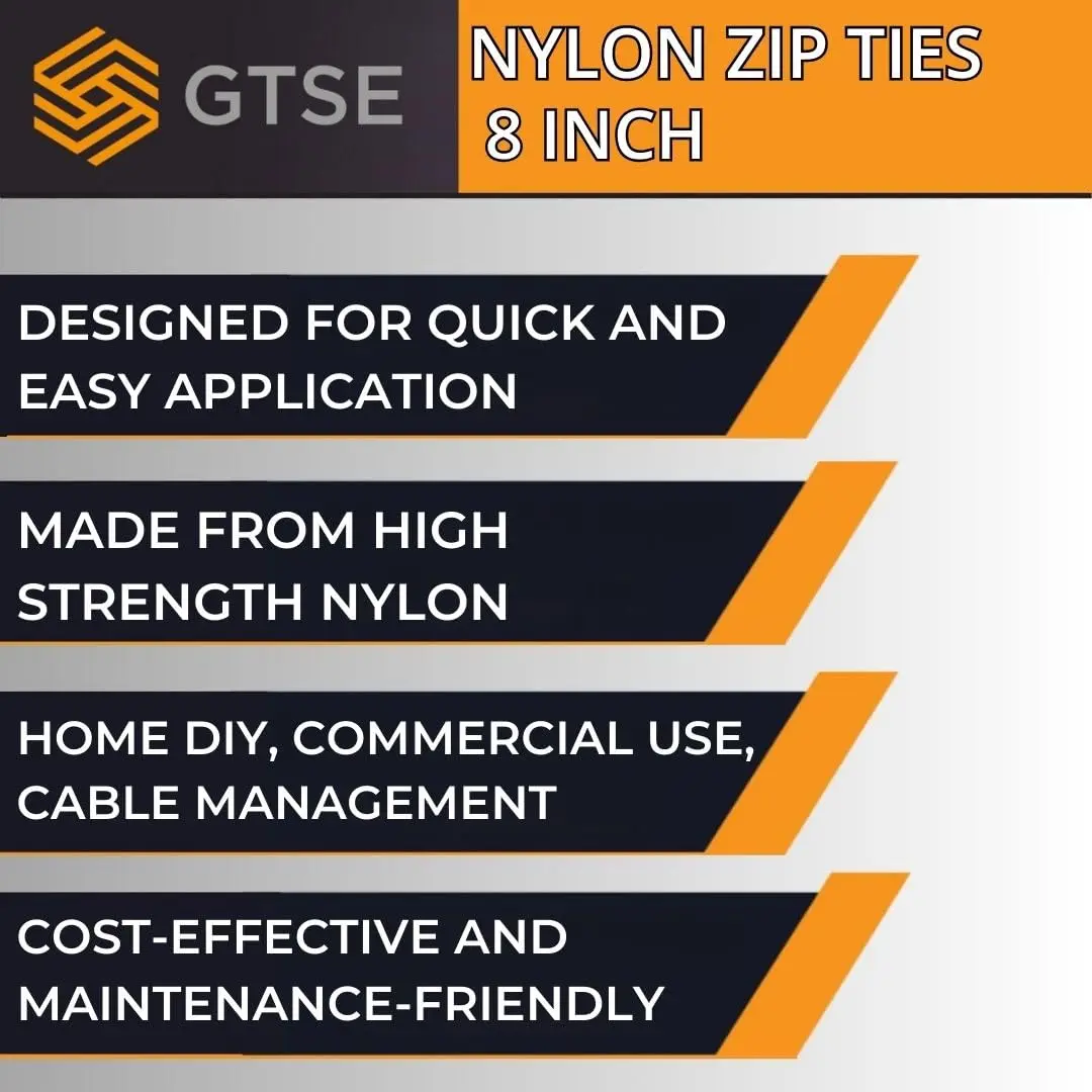 GTSE 8 Inch Green Nylon Zip Ties | 100 Pack, 18lb, Self-Locking, Weather-Resistant - view 6