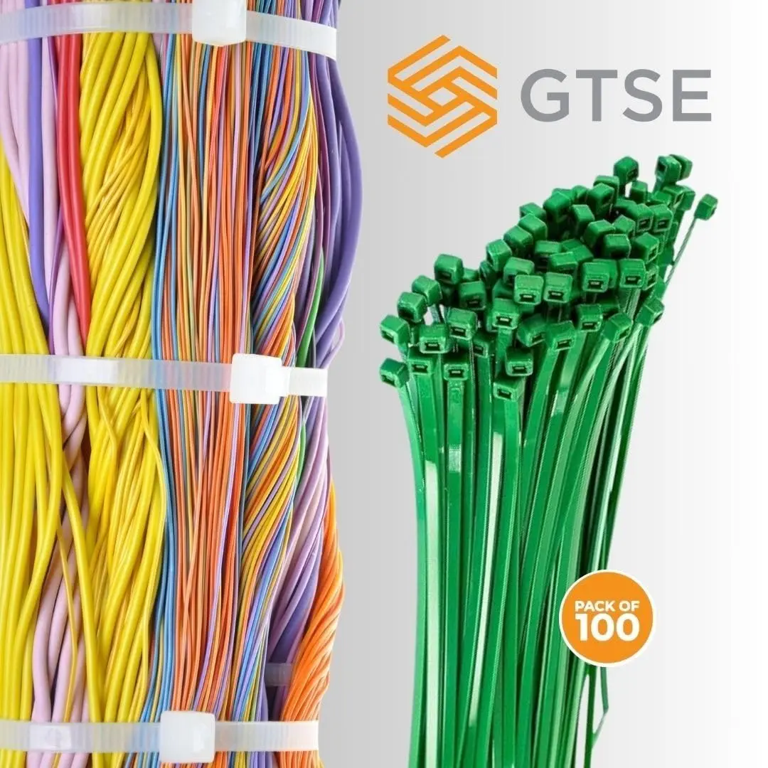 GTSE 8 Inch Green Nylon Zip Ties | 100 Pack, 18lb, Self-Locking, Weather-Resistant - view 4