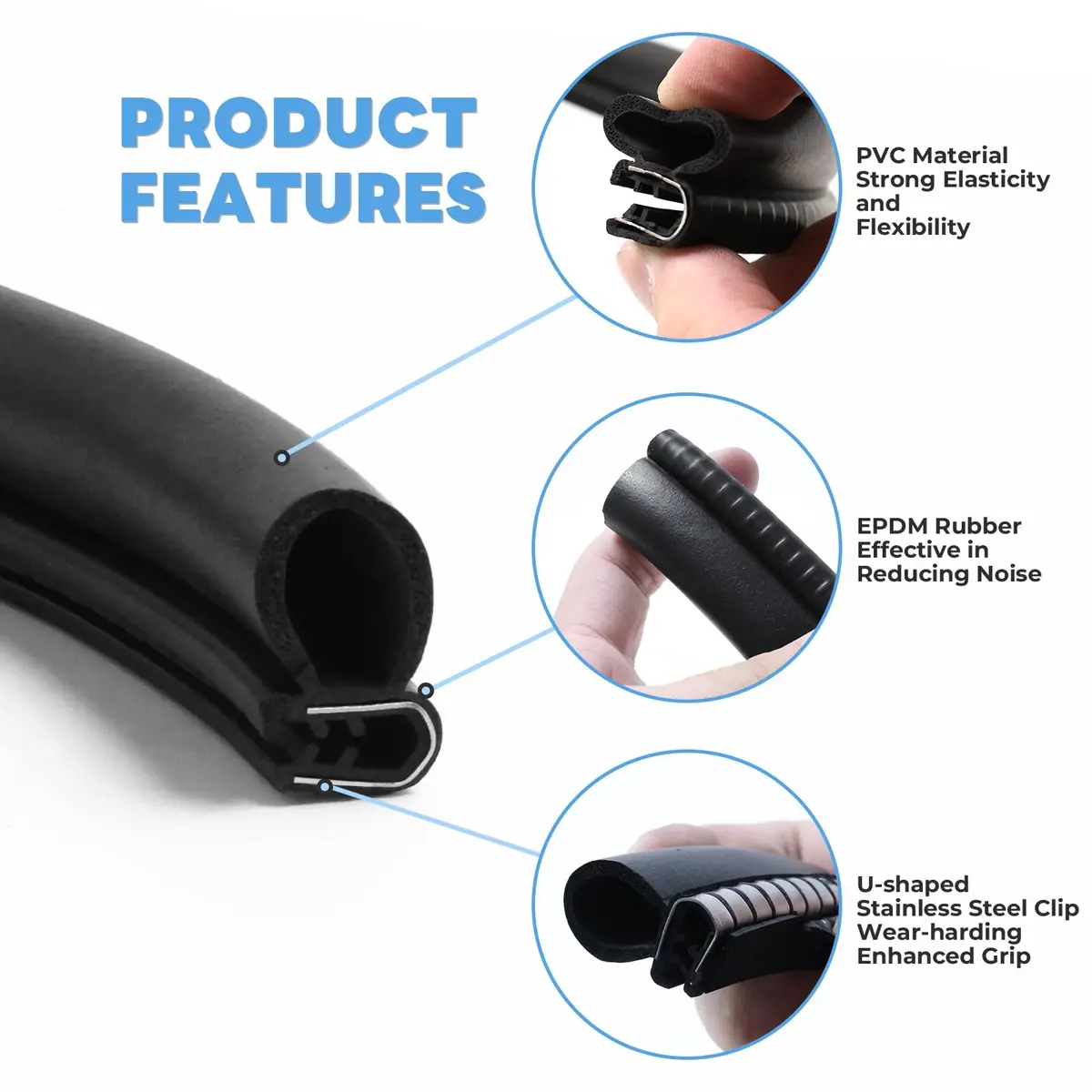 Storystore Automotive Door Weather Stripping 20Ft | Flexible EPDM Seal for Car & RV - view 3