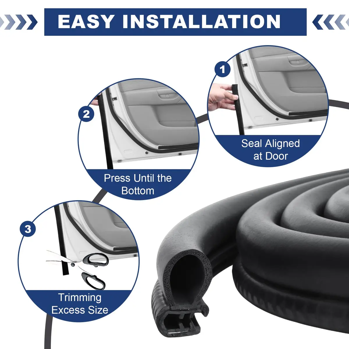 Storystore Automotive Door Weather Stripping 20Ft | Flexible EPDM Seal for Car & RV - view 4