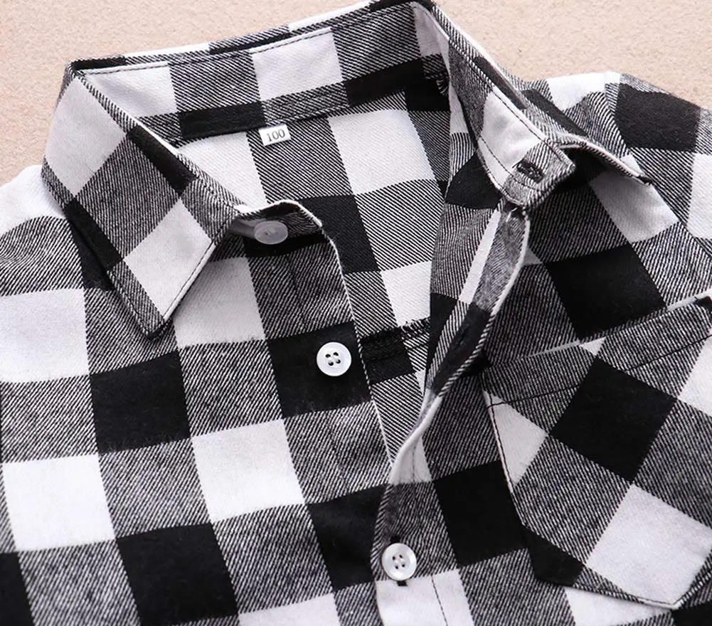 Goodplayer Red Plaid Flannel Shirt for Kids 4-5T | Soft Cotton, Classic Design, Perfect for Winter - view 3