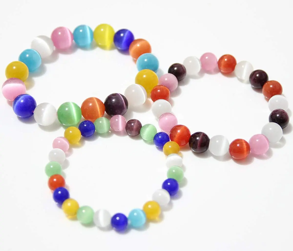 Suoirblss Cat's Eye Stone Bracelet 12mm (0.47 inch) | Crystal Gemstone Beaded Yoga Bracelet for Women & Men - view 2