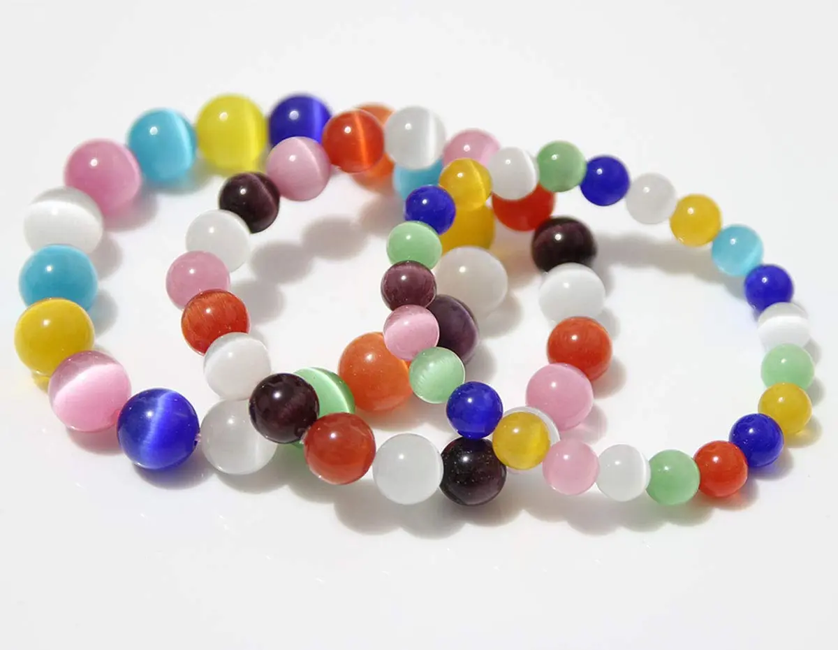 Suoirblss Cat's Eye Stone Bracelet 12mm (0.47 inch) | Crystal Gemstone Beaded Yoga Bracelet for Women & Men - view 3