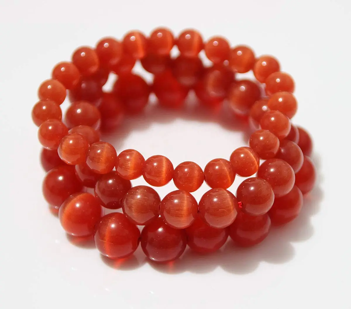 Suoirblss Red Cat's Eye Stone Bracelet 12mm | Crystal Gemstone Beaded Yoga Bracelet - view 4