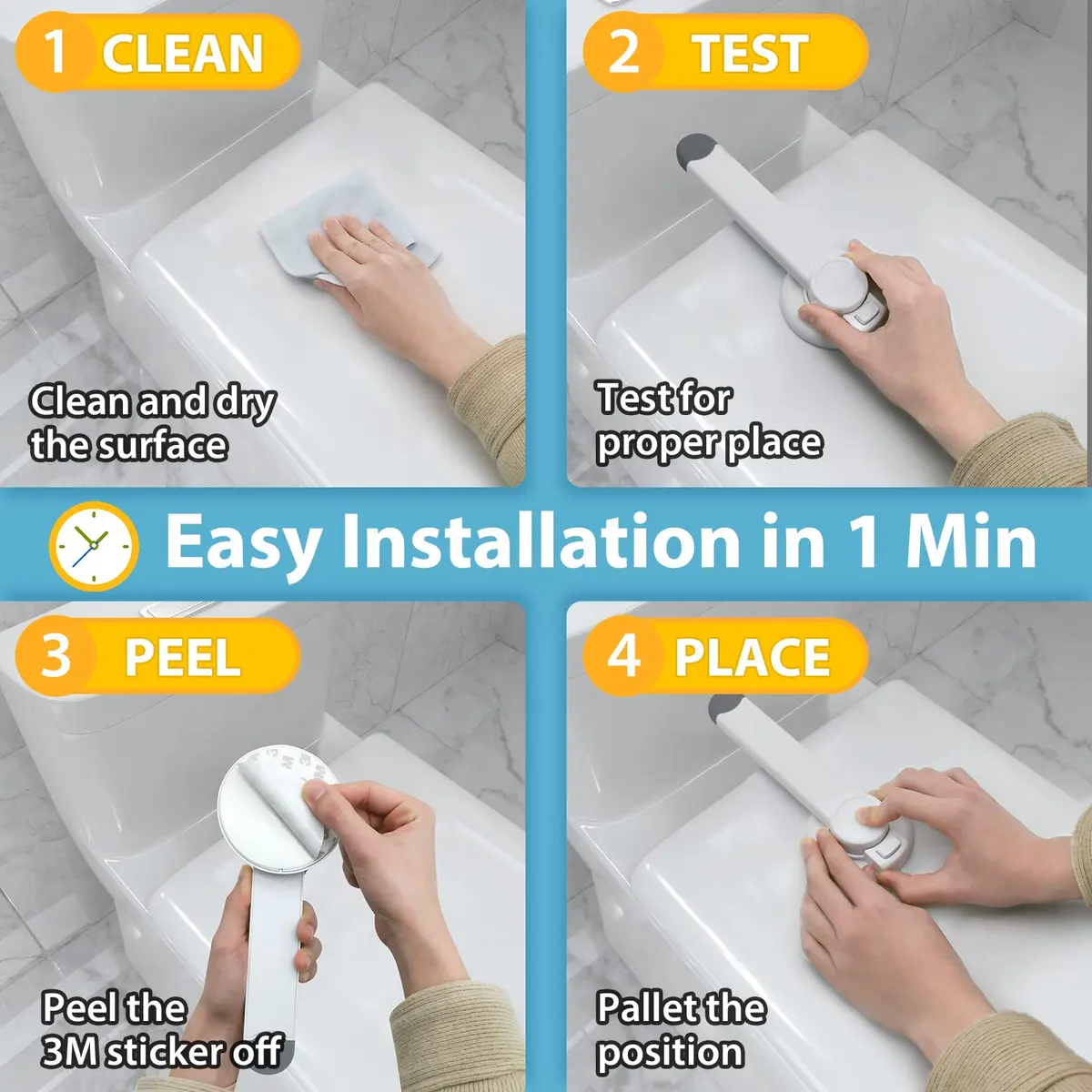 4our Kiddies Baby Toilet Lock 2 Pack | Child Safety, Single Hand Operation, No Damage (6 Piece Set) - view 7