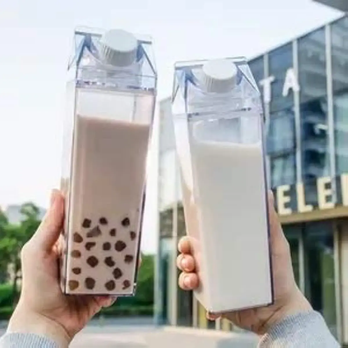 STARGOODS SUPPLY Clear Milk Carton Water Bottle 500ml (16.9 Ounces) | BPA-Free Acrylic for Daily Use - main product image