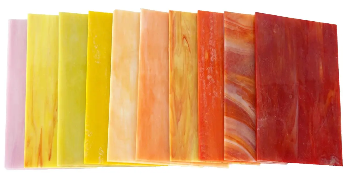 Lanyani 10 Sheets Variety Stained Glass Sheets Pack, 4 x 6 inch | Fall Colors Mosaic Tiles for Crafts - view 9