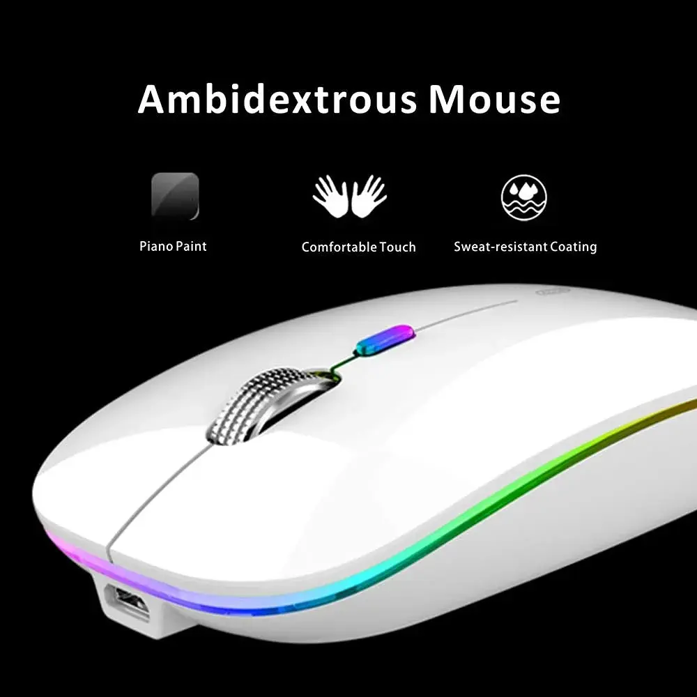 Uiosmuph G12 LED Wireless Mouse - White | Rechargeable, Silent, USB-C, 1600 DPI - view 6
