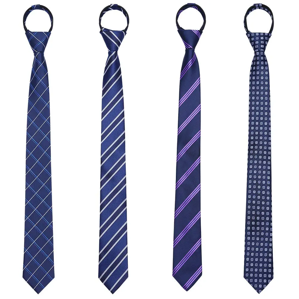 AUSKY 4 Packs Pre-tied Adjustable Zipper Skinny necktie 2.35in | Classic Slim Ties for Men & Boys - view 7