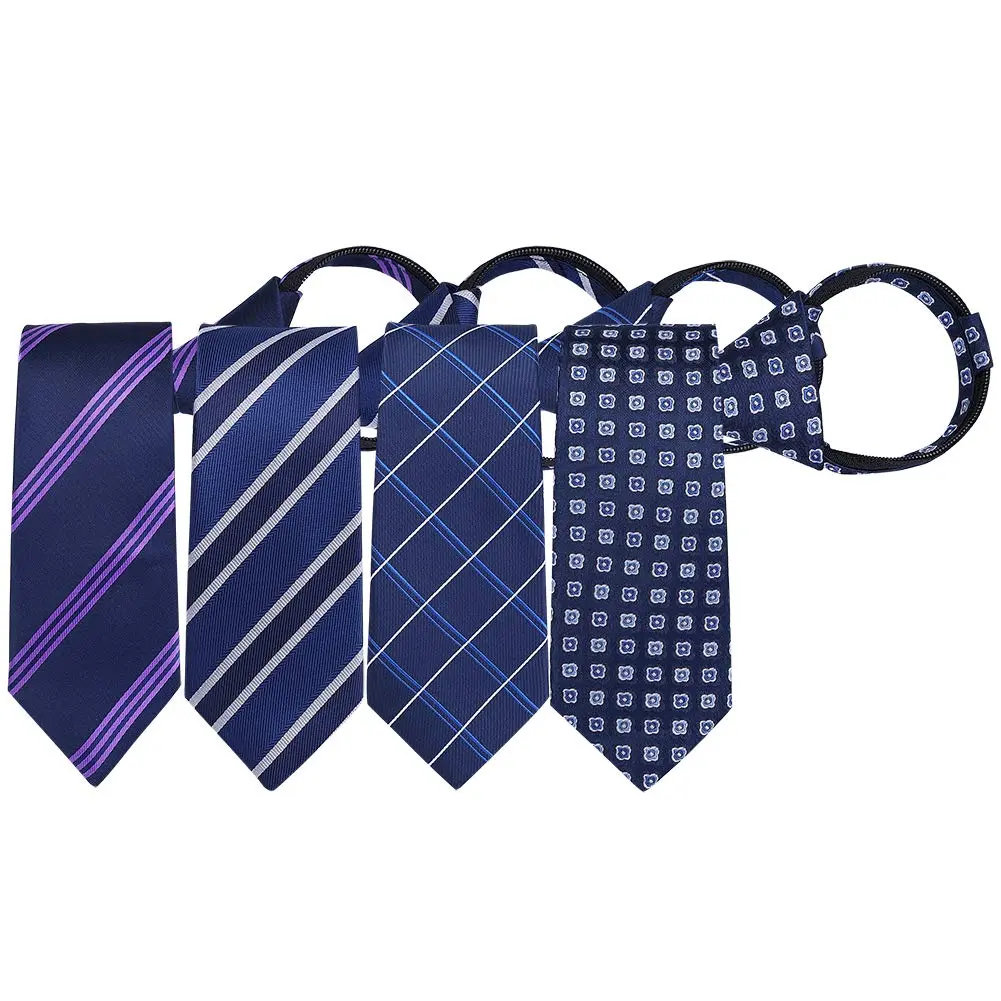 AUSKY 4 Packs Pre-tied Adjustable Zipper Skinny necktie 2.35in | Classic Slim Ties for Men & Boys - view 8