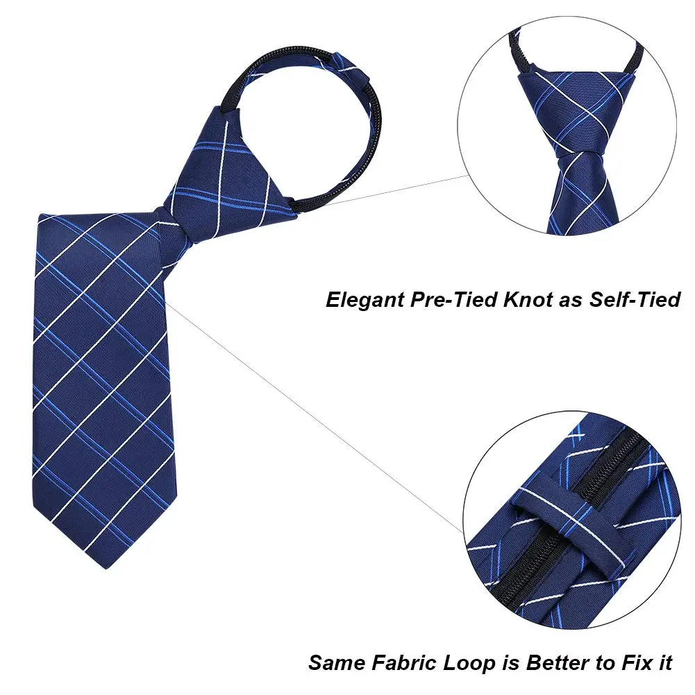 AUSKY 4 Packs Pre-tied Adjustable Zipper Skinny necktie 2.35in | Classic Slim Ties for Men & Boys - view 4