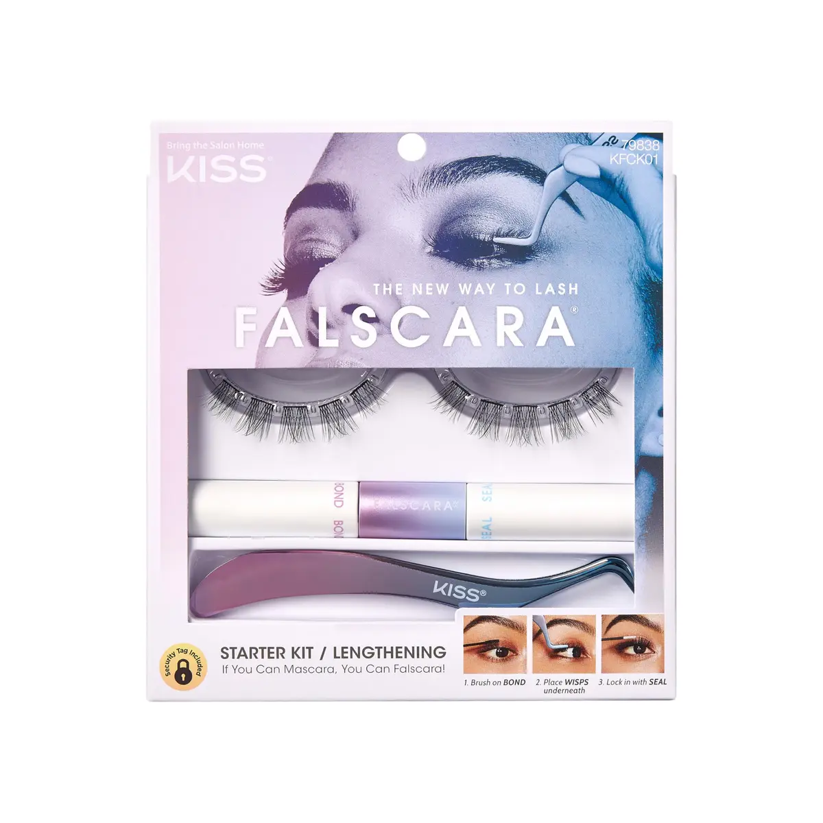 KISS Falscara DIY Lash Extension Starter Kit 10 Reusable Featherlight Wisps, Bond & Seal, Applicator - main product image