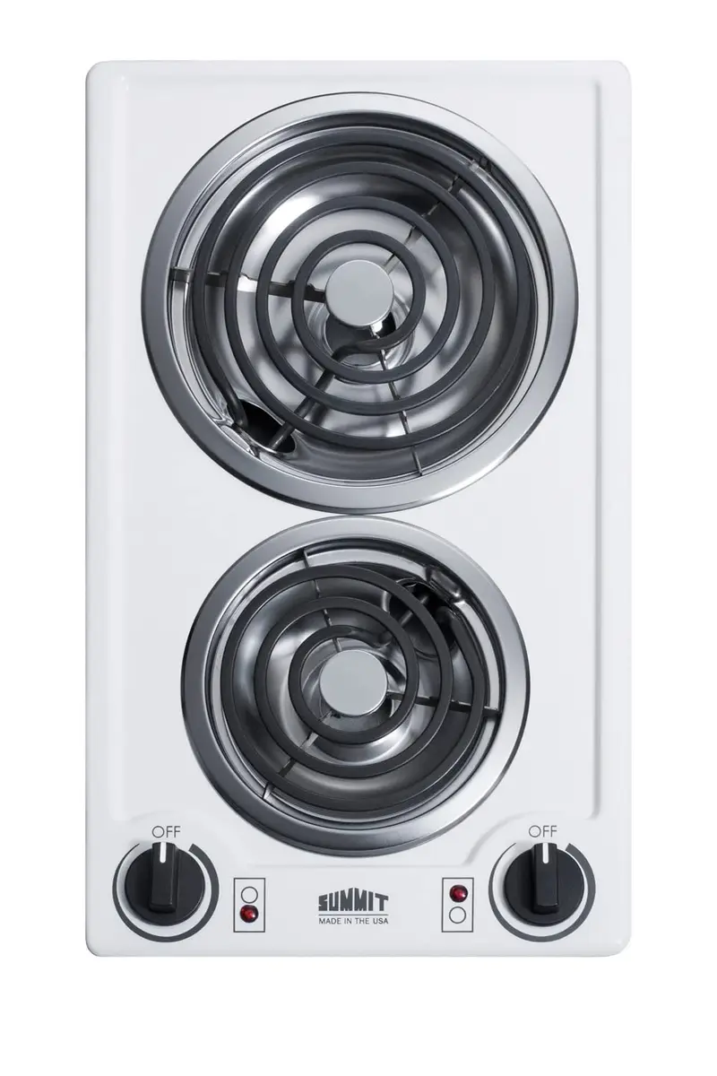 Summit 12" 2 Burner Electric Cooktop | 230V Radiant Coil Elements, Made in the USA, White - main product image