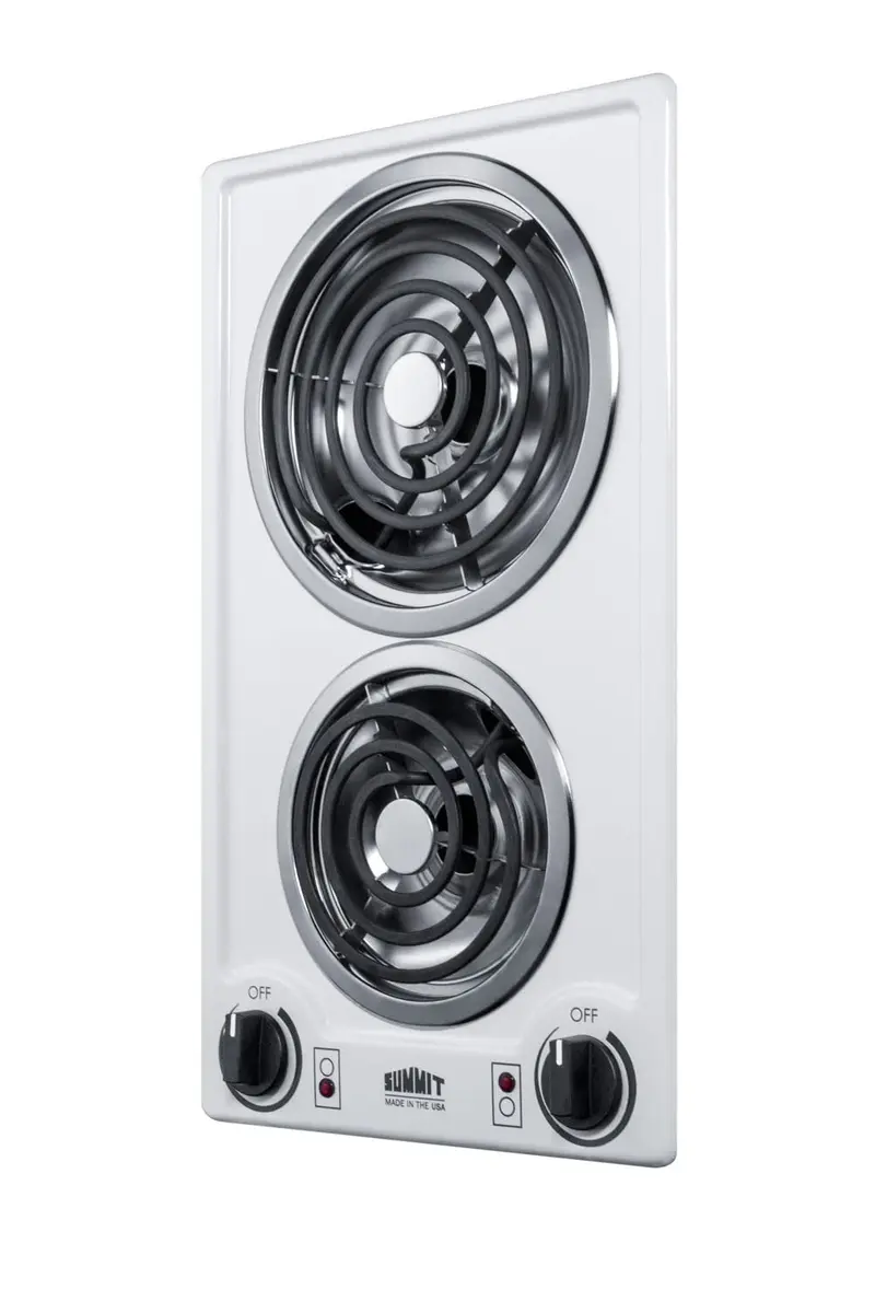Summit 12" 2 Burner Electric Cooktop | 230V Radiant Coil Elements, Made in the USA, White - view 2