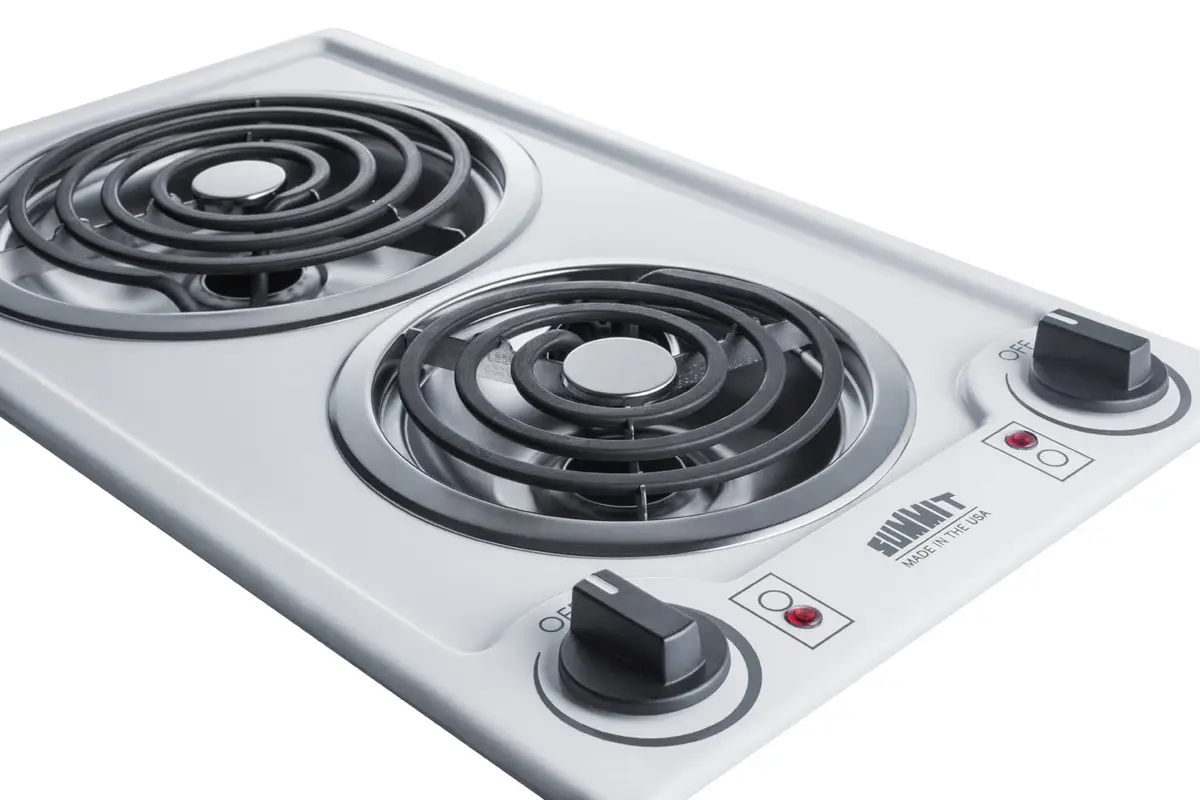 Summit 12" 2 Burner Electric Cooktop | 230V Radiant Coil Elements, Made in the USA, White - view 3