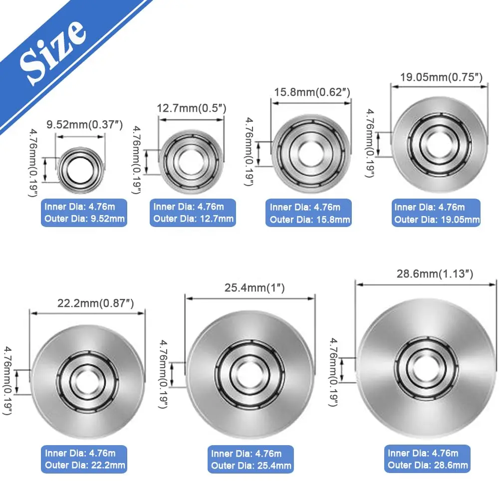 Wolfride Router Bearing Replacement Set | 7 Sizes Alloy Steel for Router Bits - view 2