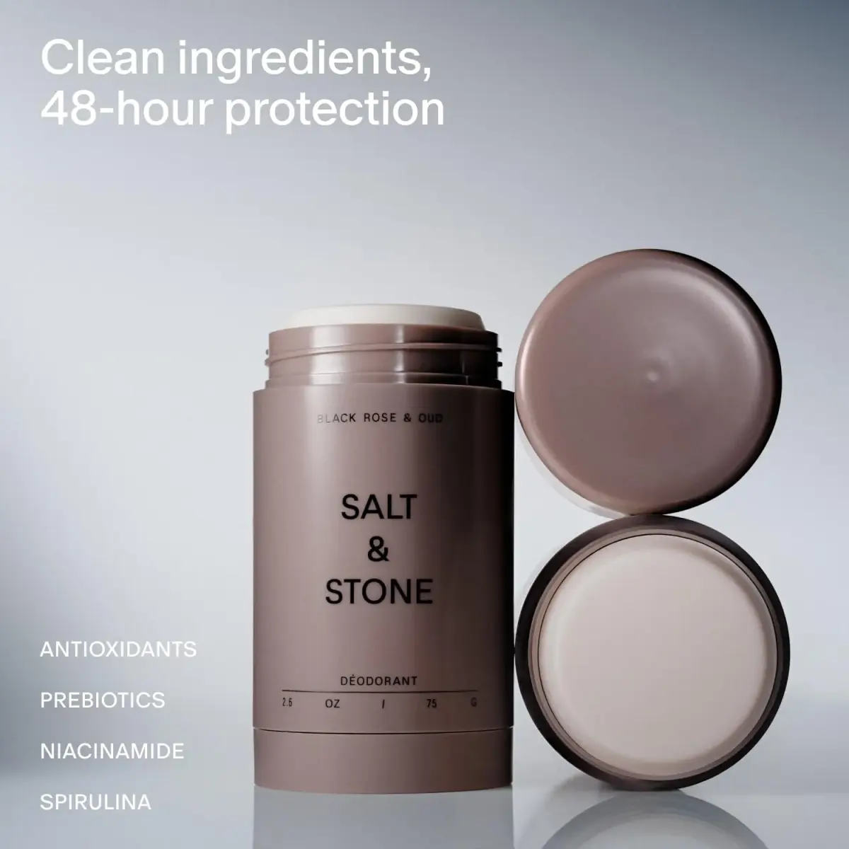 Salt & Stone Aluminum Free Deodorant, Black Rose & Oud Scent, Extra Strength 48 Hour Protection, 2.6oz - view 2