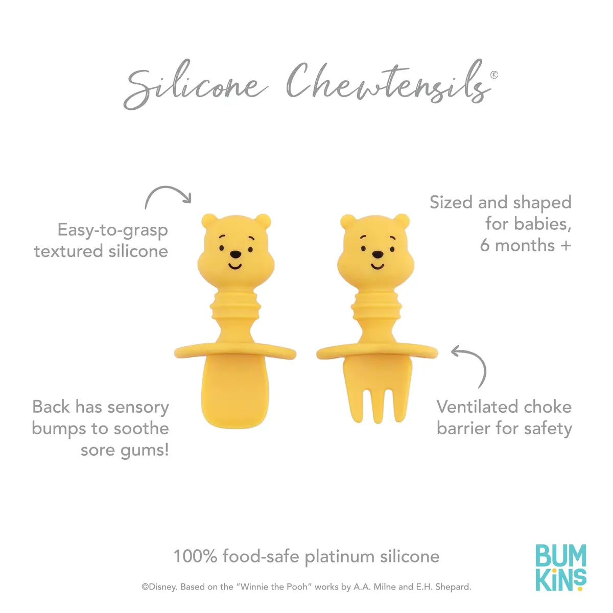Bumkins Baby Utensils Set | Disney Silicone Chewtensils for Stage 1, Ages 6 Months+ | Winnie The Pooh - view 5