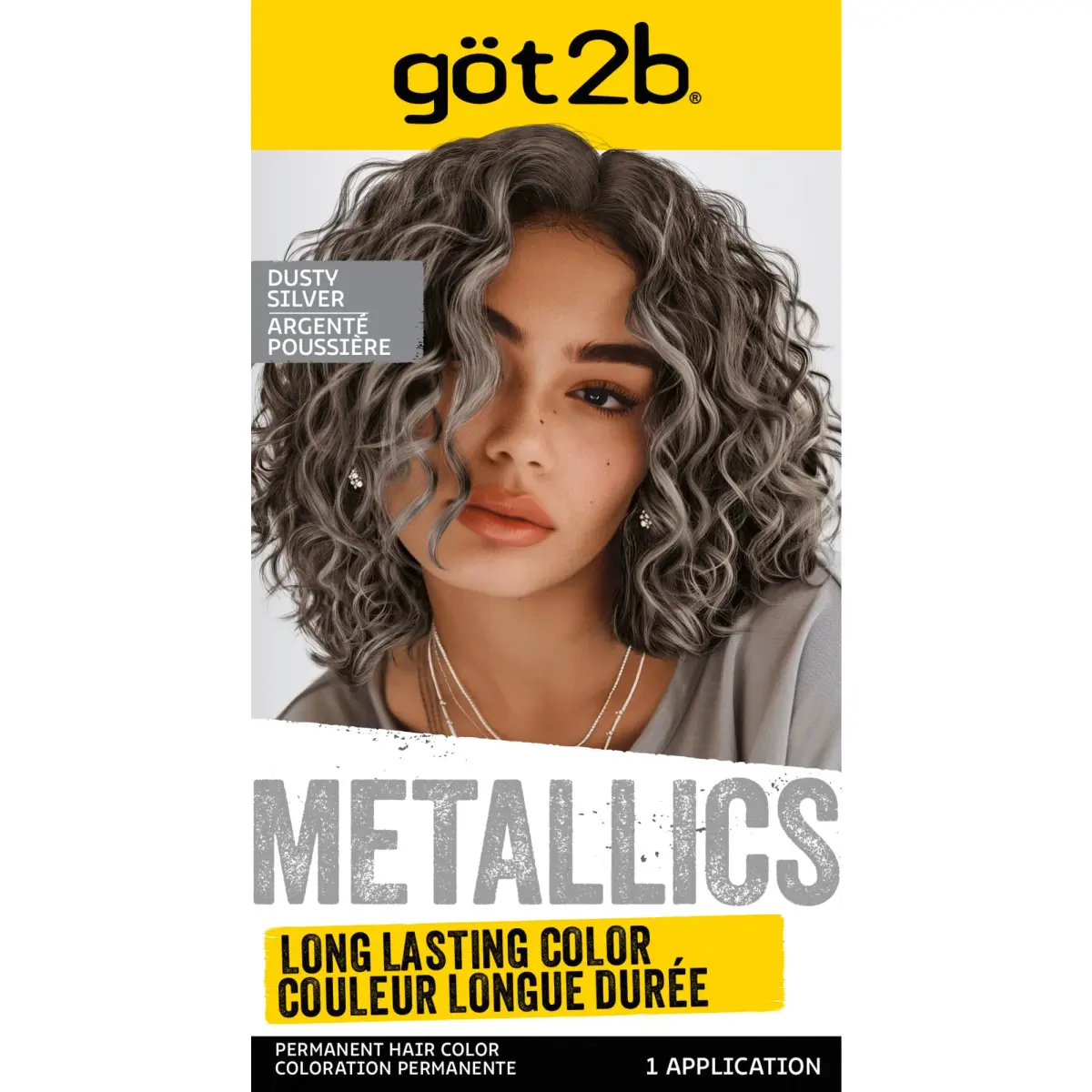 Got2B Metallics Permanent Hair Color M72 Dusty Silver 142ml (4.8 Fl Oz) | Anti-Fade Metallic Shine - main product image
