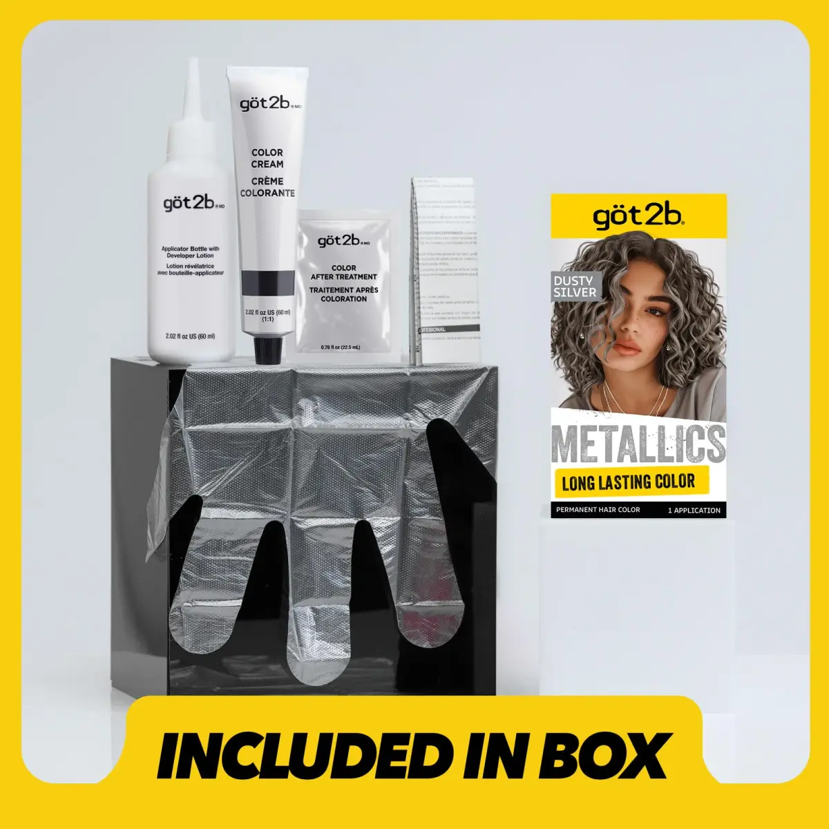 Got2B Metallics Permanent Hair Color M72 Dusty Silver 142ml (4.8 Fl Oz) | Anti-Fade Metallic Shine - view 7