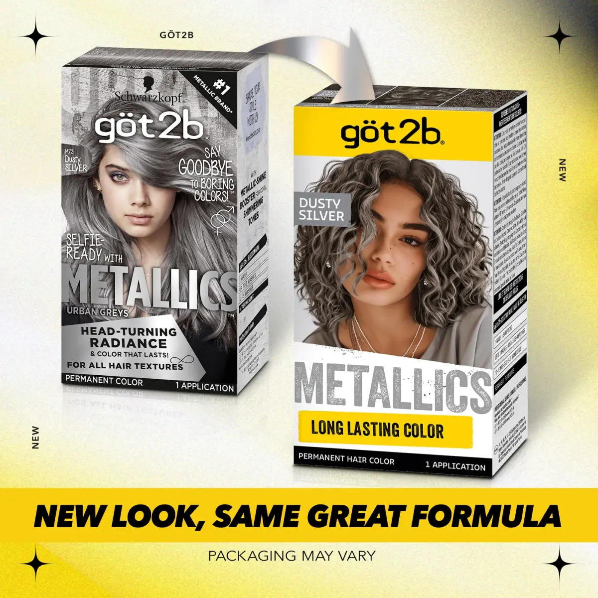 Got2B Metallics Permanent Hair Color M72 Dusty Silver 142ml (4.8 Fl Oz) | Anti-Fade Metallic Shine - view 2