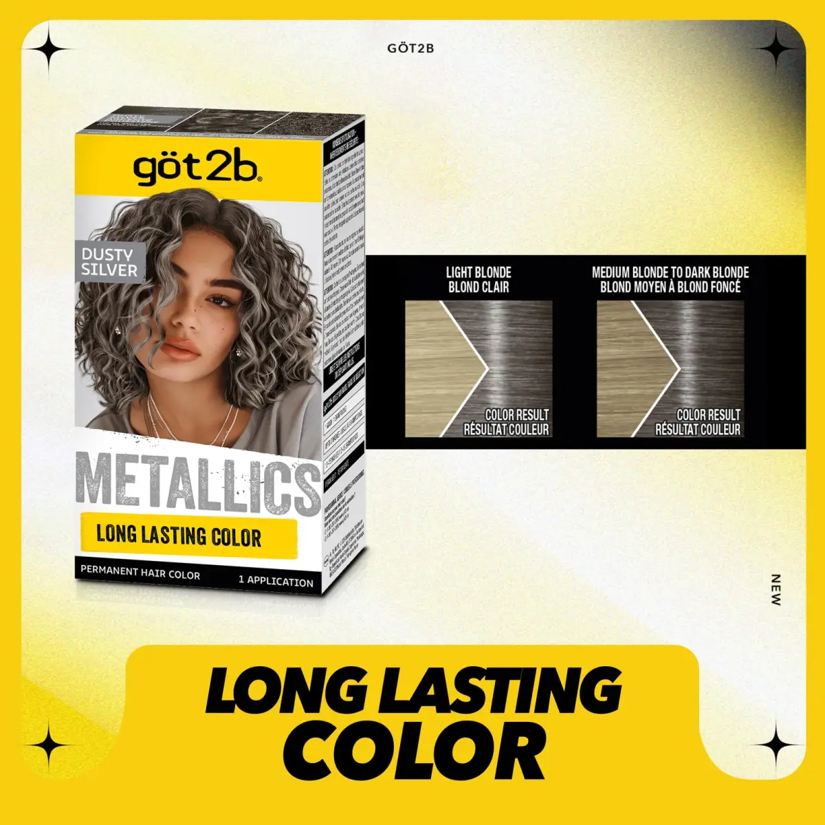 Got2B Metallics Permanent Hair Color M72 Dusty Silver 142ml (4.8 Fl Oz) | Anti-Fade Metallic Shine - view 3
