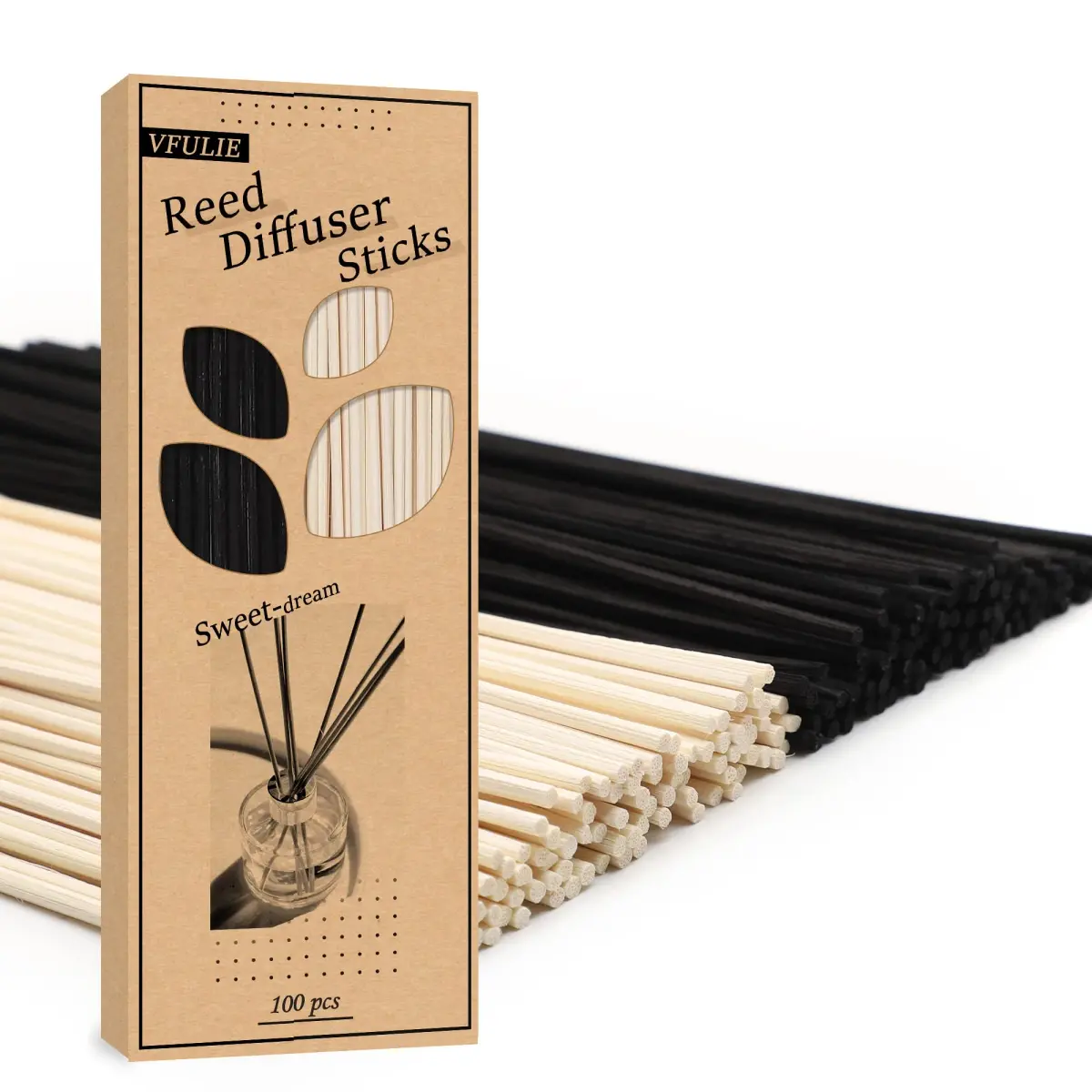 VFULIE 100PCS Reed Diffuser Sticks 25cm (10 inches) | Natural Rattan for Home & Office Fragrance - main product image