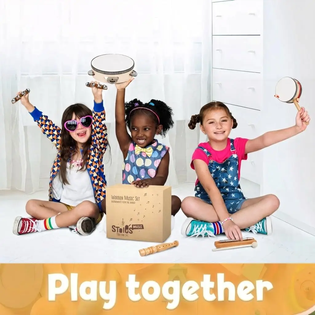 Stoie’s Wooden Musical Instruments for Kids Ages 3+ | Montessori Music Toy Set with 13 Instruments - view 5