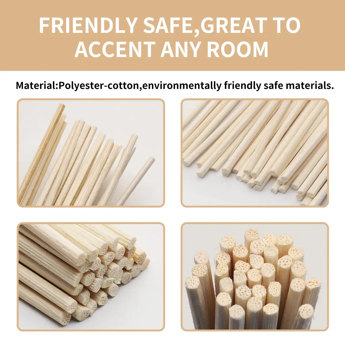 VFULIE 100PCS Reed Diffuser Sticks 10 inches (25.4 cm) | Natural Rattan for Home & Office Fragrance - view 5