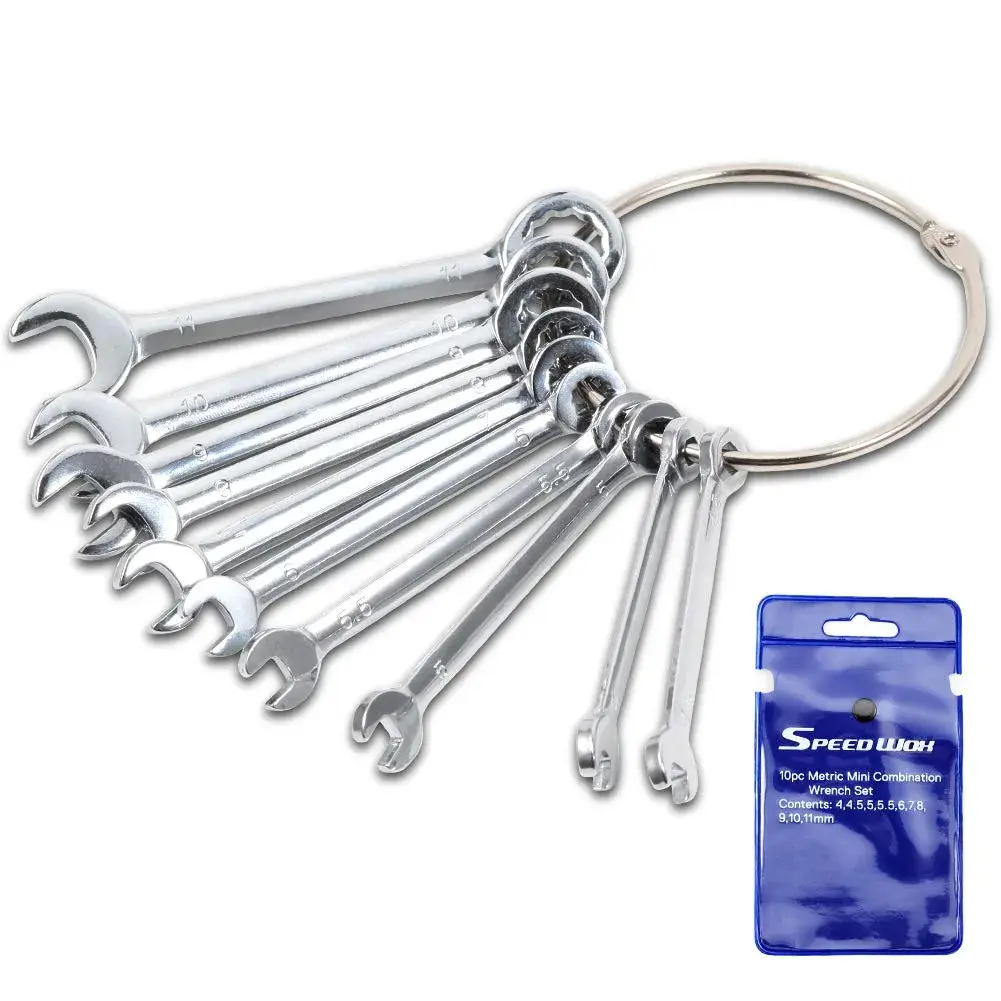SPEEDWOX Mini Combination Wrench Set 4-11mm (10 Pcs) | High Carbon Steel with Rust-Resistant Chrome Finish - main product image