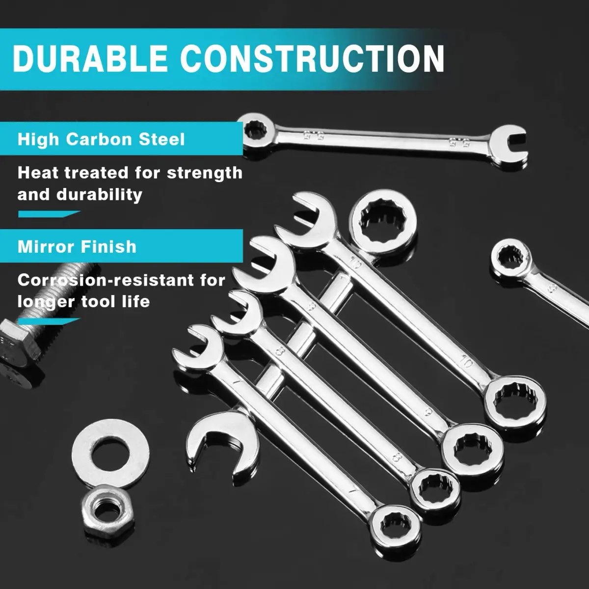 SPEEDWOX Mini Combination Wrench Set 4-11mm (10 Pcs) | High Carbon Steel with Rust-Resistant Chrome Finish - view 3