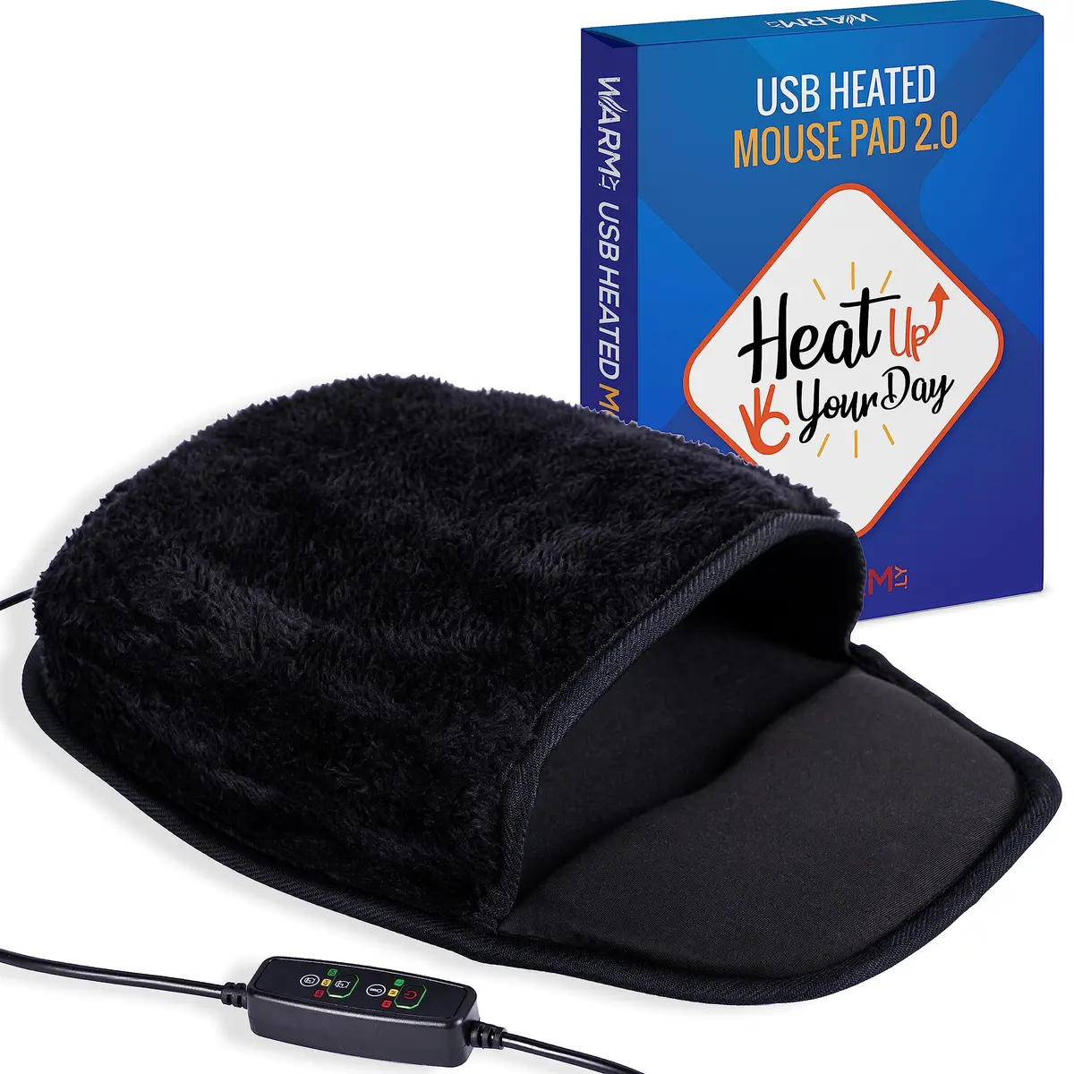 WOLVIO USB Heated Mouse Pad Hand Warmer | 3 Temperatures & Timers, Ergonomic, UKCA/CE Certified - main product image