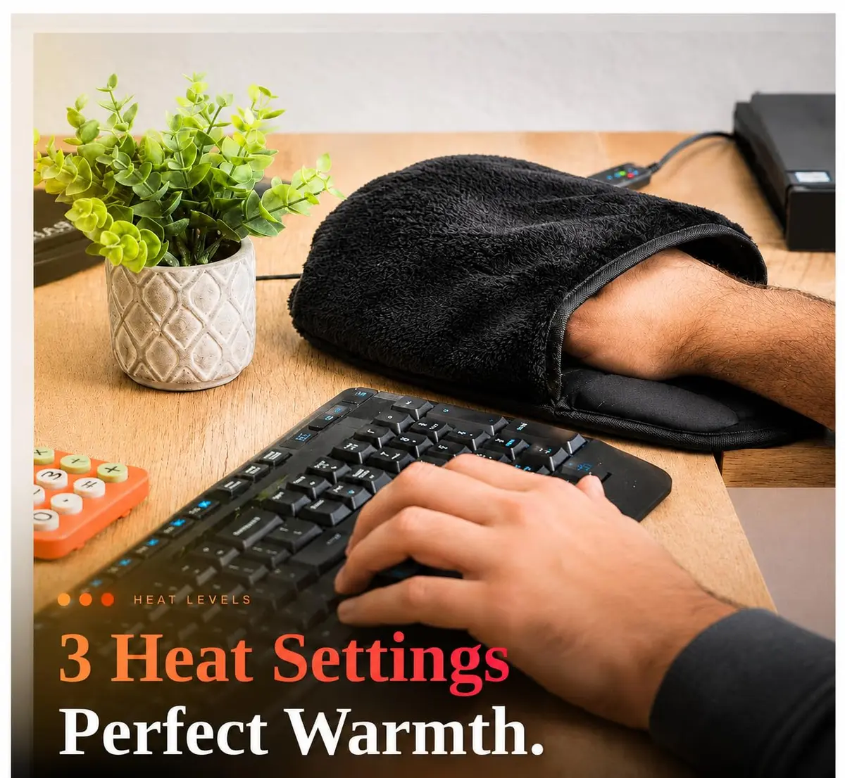 WOLVIO USB Heated Mouse Pad Hand Warmer | 3 Temperatures & Timers, Ergonomic, UKCA/CE Certified - view 6