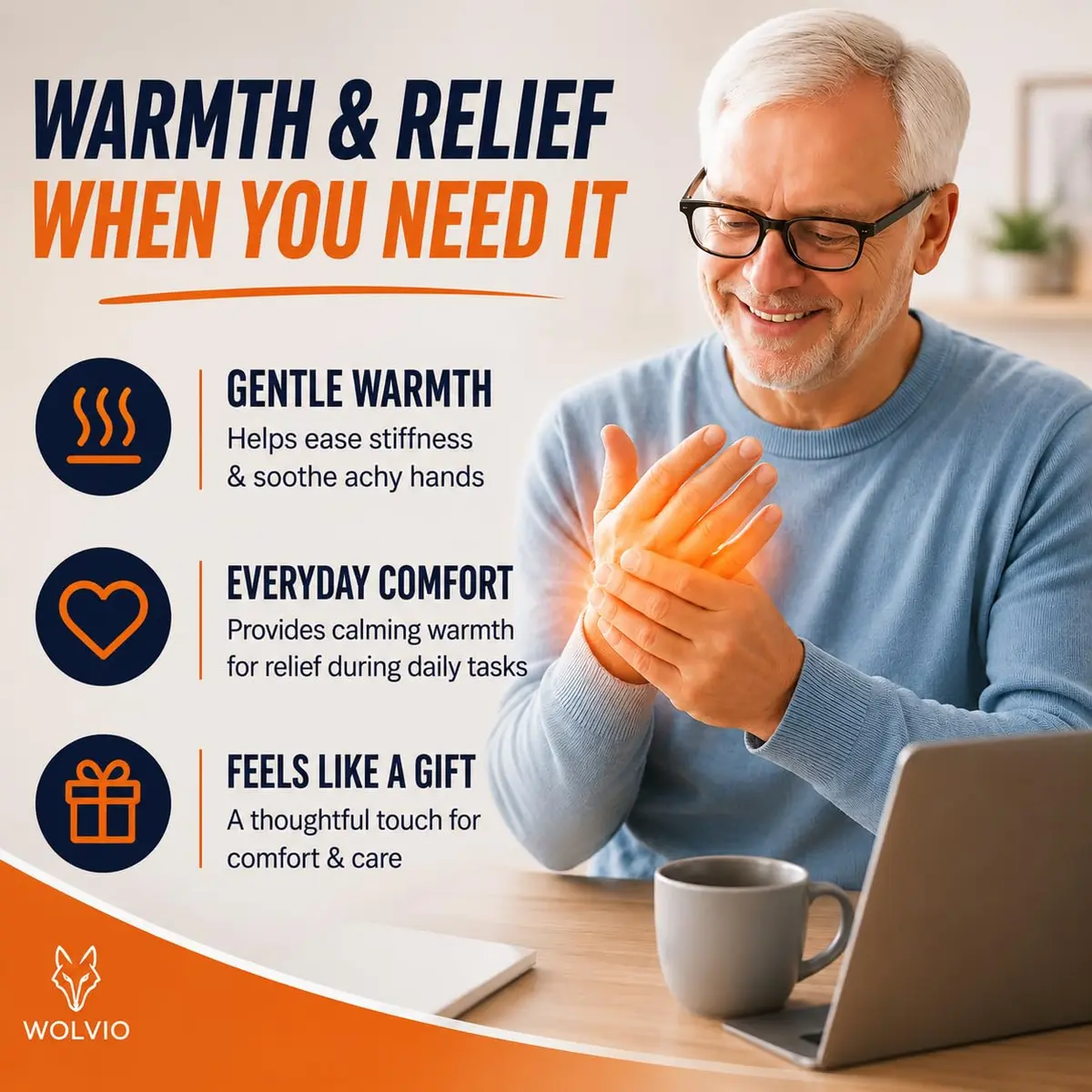 WOLVIO USB Heated Mouse Pad Hand Warmer | 3 Temperatures & Timers, Ergonomic, UKCA/CE Certified - view 7