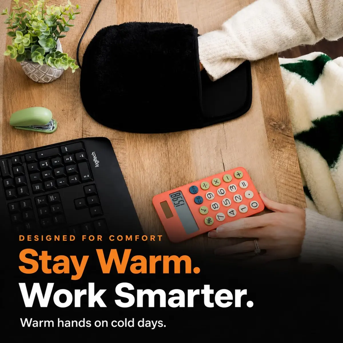 WOLVIO USB Heated Mouse Pad Hand Warmer | 3 Temperatures & Timers, Ergonomic, UKCA/CE Certified - view 3