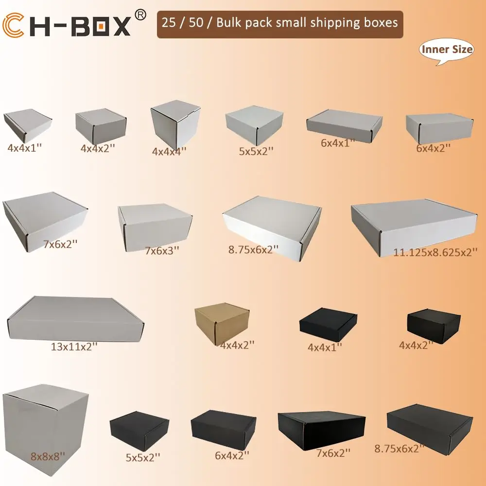 CH-BOX 100 Pack 4x4x2'' Small Shipping Boxes | Corrugated Cardboard Mailers for Business, White - view 7