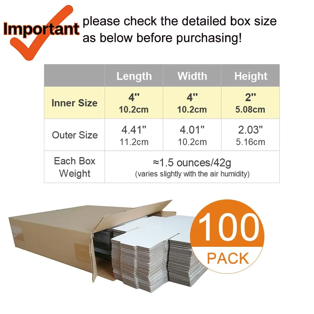 CH-BOX 100 Pack 4x4x2'' Small Shipping Boxes | Corrugated Cardboard Mailers for Business, White - view 3