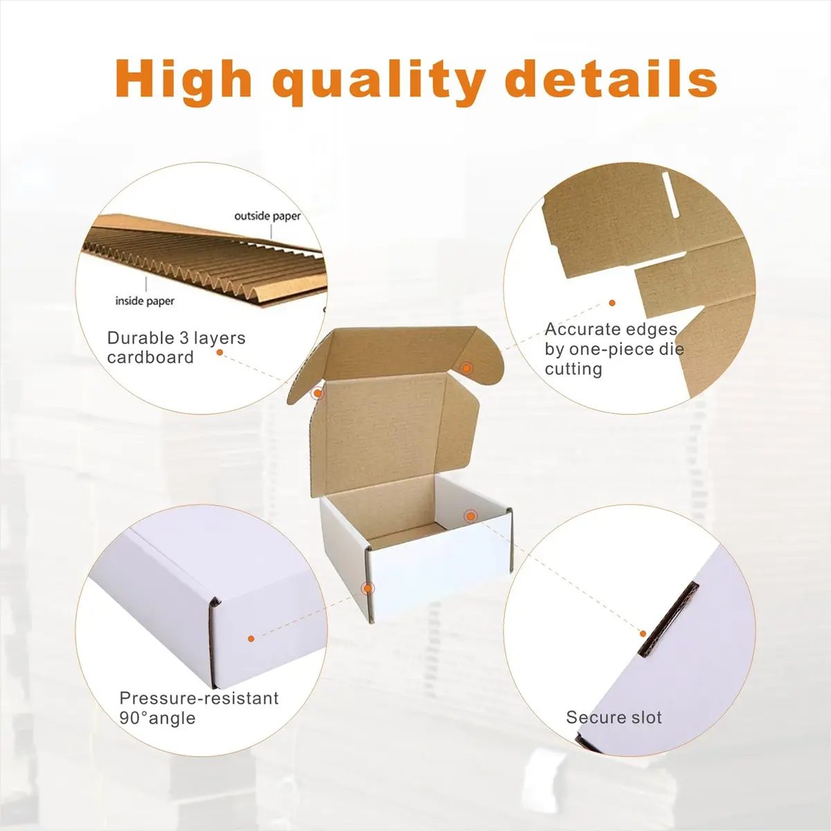 CH-BOX 100 Pack 4x4x2'' Small Shipping Boxes | Corrugated Cardboard Mailers for Business, White - view 4