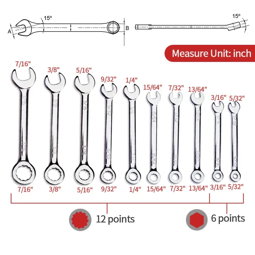 SPEEDWOX Small Wrench Set, 4mm-11mm, 5/32-7/16 Inch, 40-Piece | High Carbon Steel, Rust-Resistant Chrome Finish - view 5