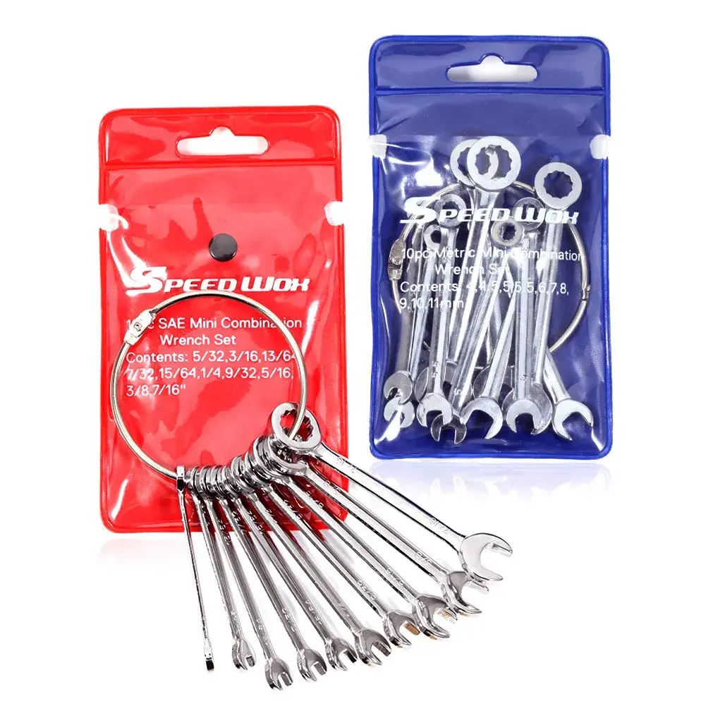 SPEEDWOX Mini Wrench Set 20-Piece 16.7cm (6.57in) | High Carbon Steel Angled Box Ends - main product image