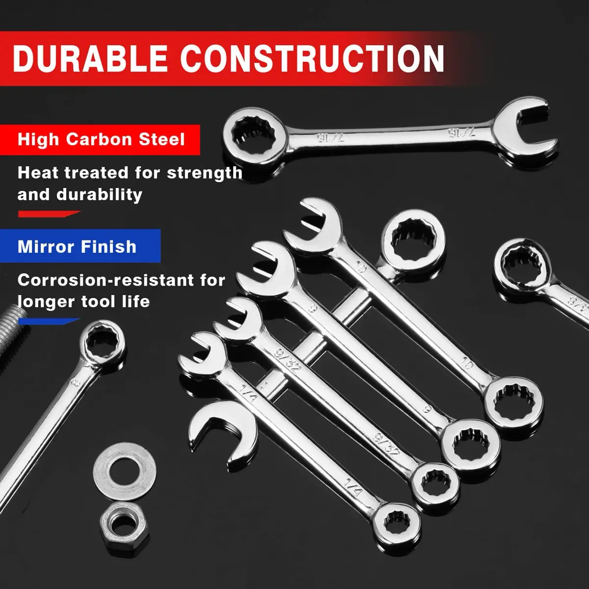 SPEEDWOX Mini Wrench Set 20-Piece 16.7cm (6.57in) | High Carbon Steel Angled Box Ends - view 2