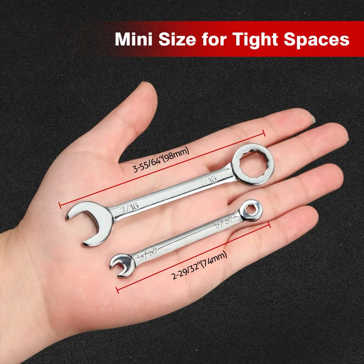SPEEDWOX Mini Wrench Set 20-Piece 16.7cm (6.57in) | High Carbon Steel Angled Box Ends - view 4