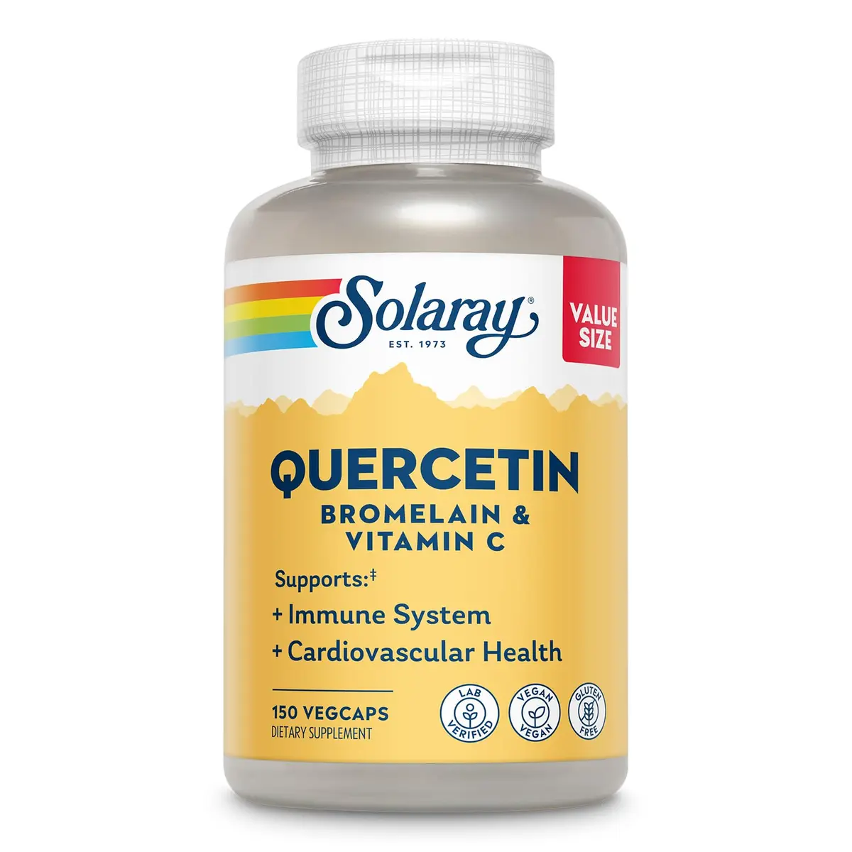 SOLARAY Quercetin Bromelain & Vitamin C 150 VegCaps | Year-Round Immune Support, Vegan, 500mg Quercetin & 1235mg Vit C - main product image