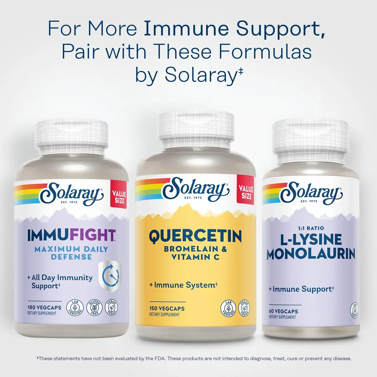 SOLARAY Quercetin Bromelain & Vitamin C 150 VegCaps | Year-Round Immune Support, Vegan, 500mg Quercetin & 1235mg Vit C - view 6