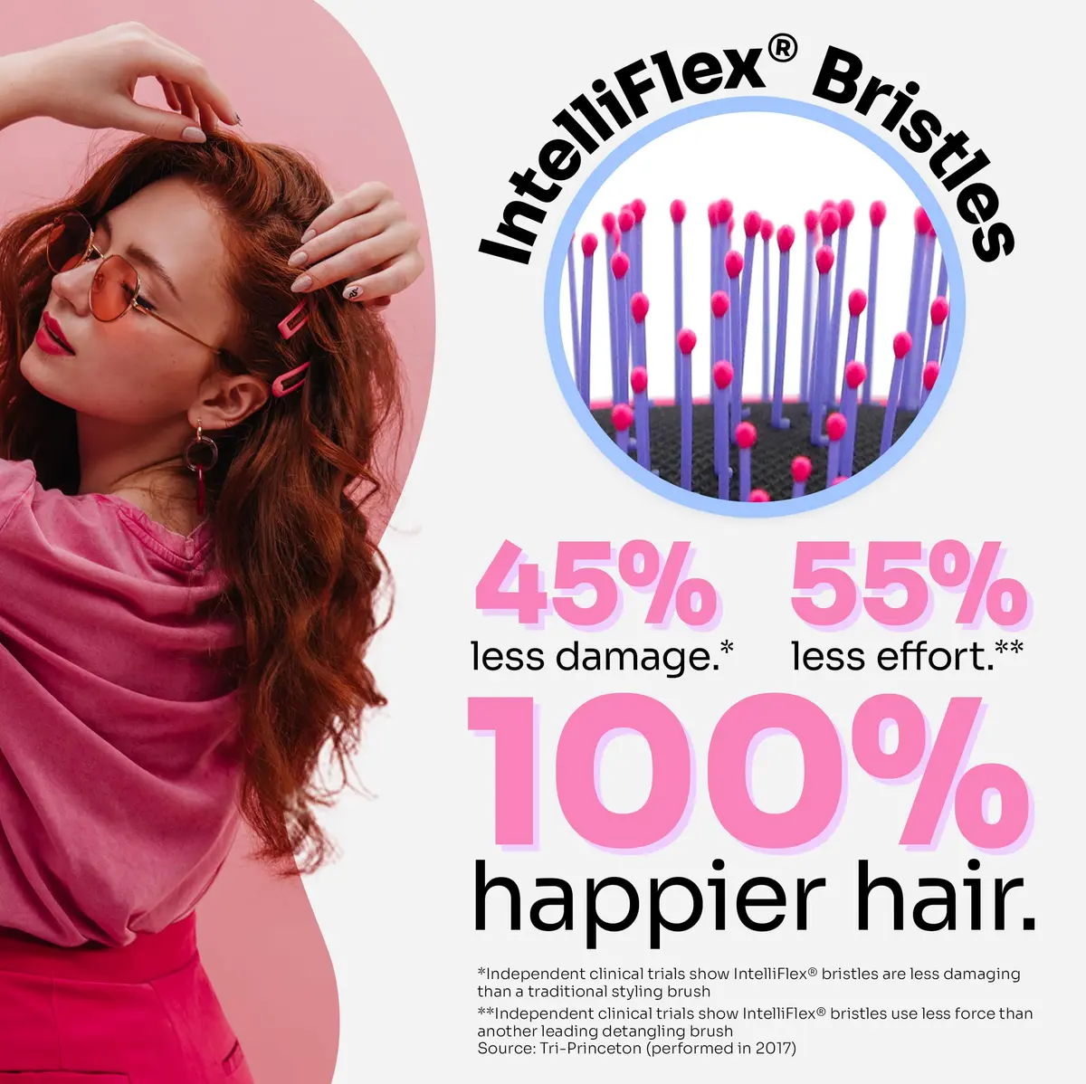 Wet Brush Thick Hair Detangling Brush, Pink, Ultra-Soft IntelliFlex Bristles Glide Through Tangles With Ease, Pain-Free Detangler for All Hair Types, Wet & Dry - view 3