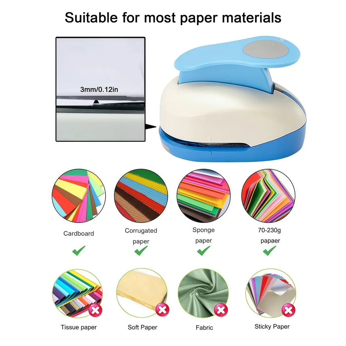 Wsyhomie 16mm (5/8 inch) Circle Craft Lever Punch | Cuts Paper, Foam, Foil - view 4