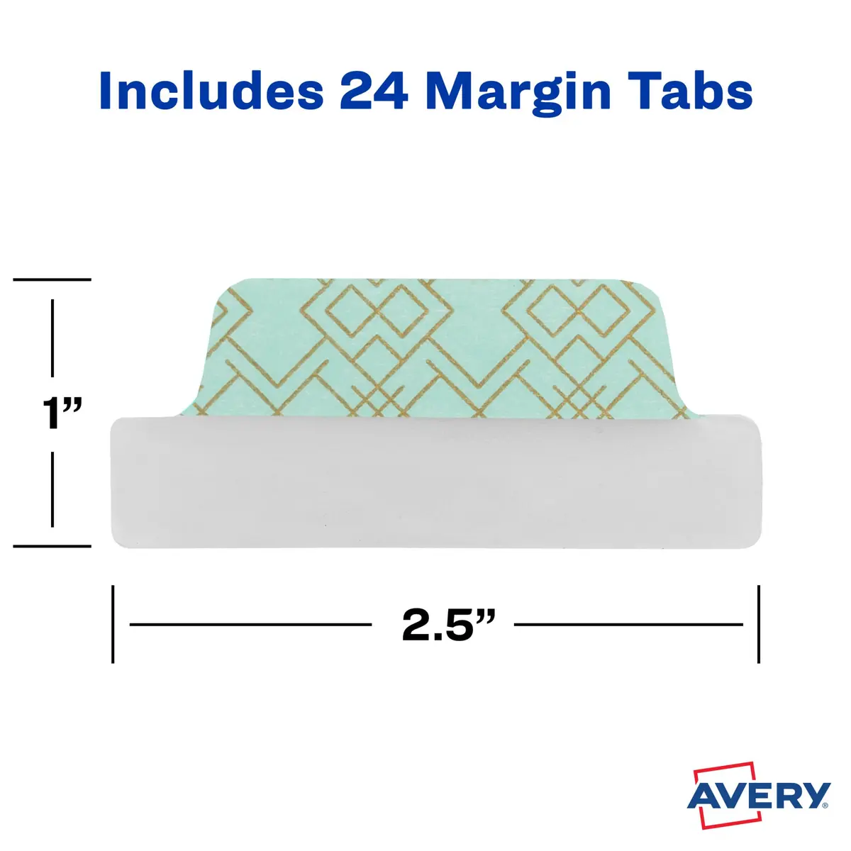 Avery Margin Ultra Tabs, 2.5" x 1" | Assorted Metallic Geometric Designs, 24 Repositionable Page Tabs - view 7