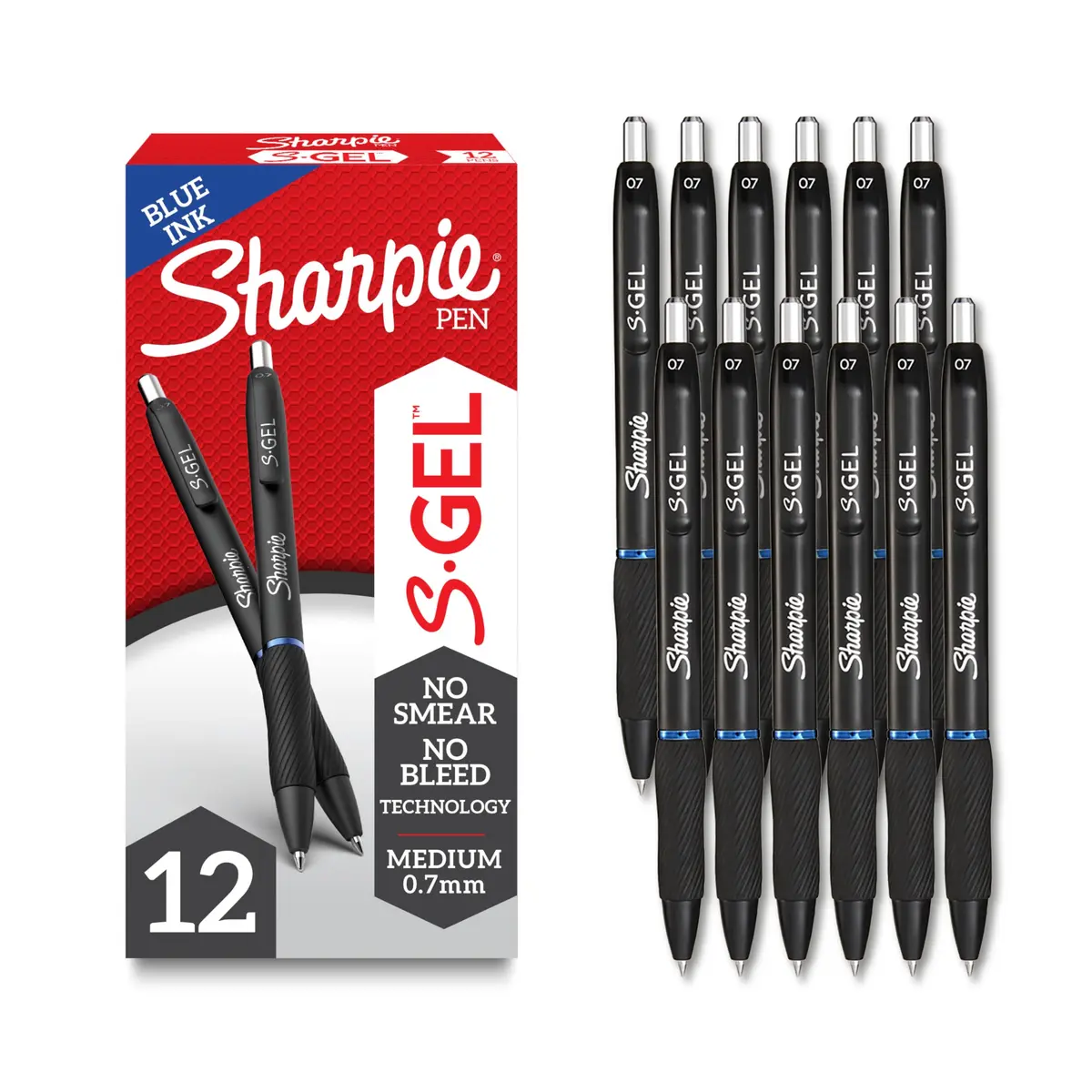 Sharpie S-Gel Pens, Medium Point (0.7mm), Blue Ink, 12 Count | Smooth Ink Flow Writing Instrument - main product image