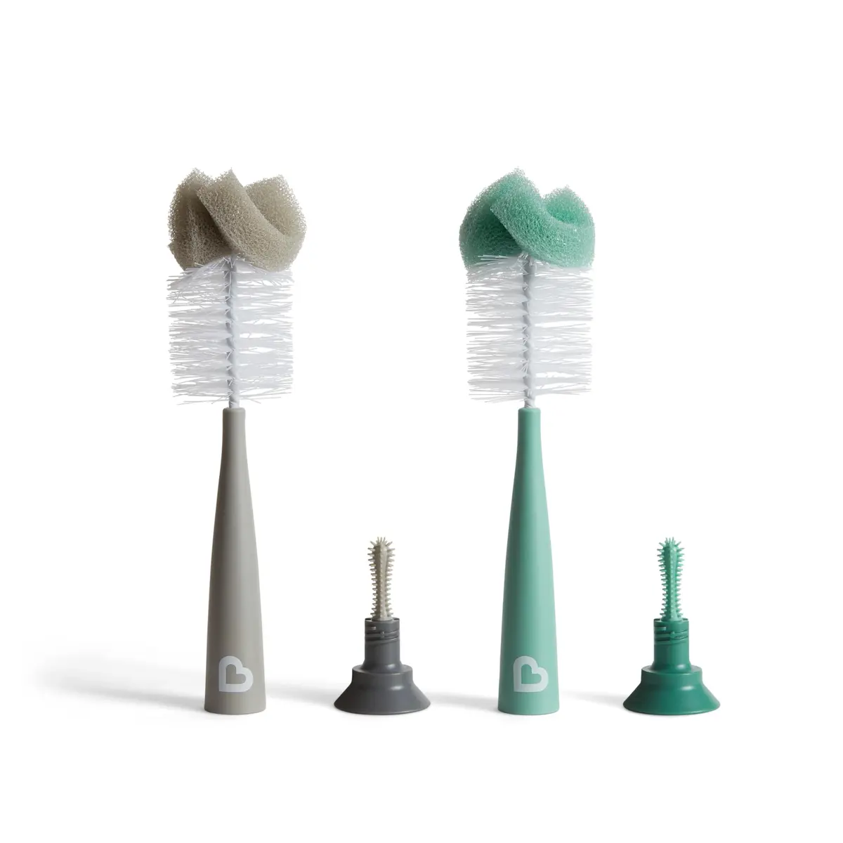 Munchkin Sponge Bottle Brush, Grey/Sage | 2 Count, Soft Nylon & Sponge, Upright Stand - view 2
