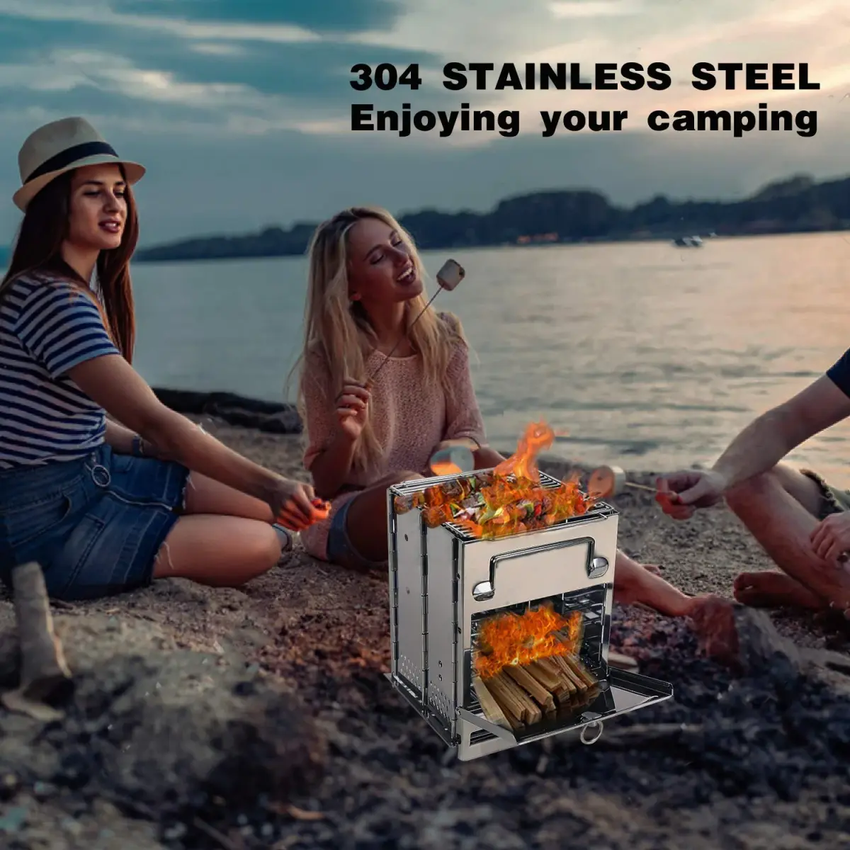 REDCAMP Stainless Steel Camping Wood Burning Stove with Storage Bag | Large, 2.63 kg (5.5 lbs) - view 3